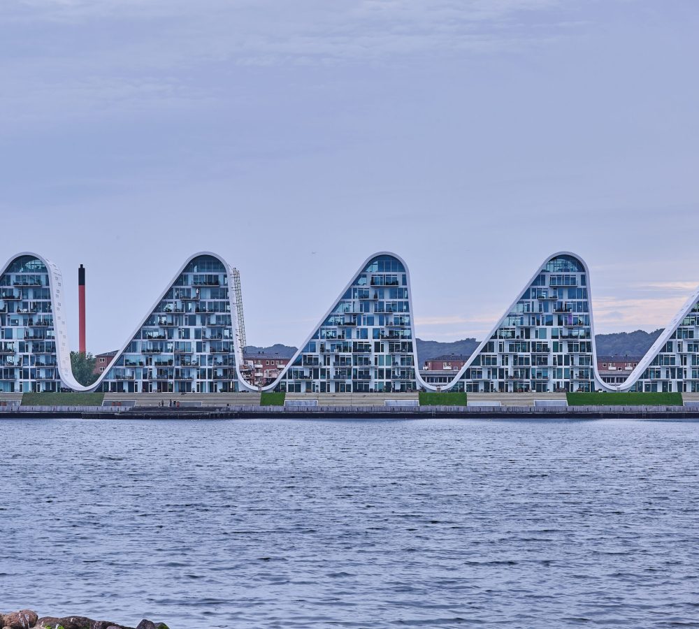 amazing architecture of a building by water